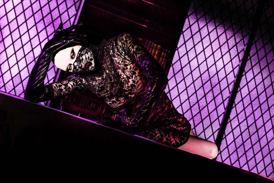 Dress: EKE Design Gloves: Atsuko Kudo Necklaces: Fendi, Acne. 